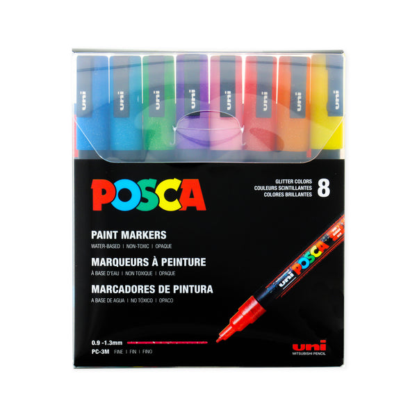 Posca Acrylic Paint Markers Fine Glitter Set of 8