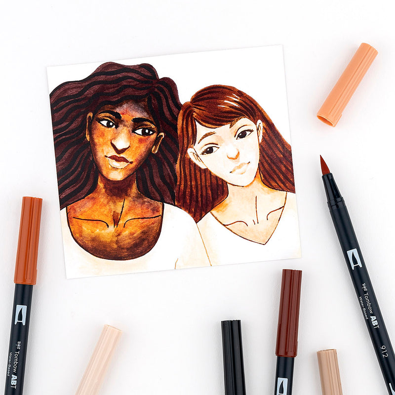 Tombow Dual Brush Set 10 - Portrait image of two females