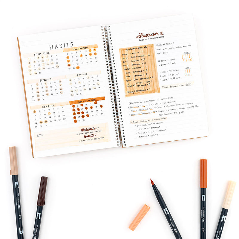 Tombow Dual Brush Set 10 - Portrait making a journal page
