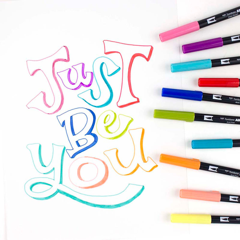 Tombow Dual Brush Set 10 - Retro image of the words. Just be you