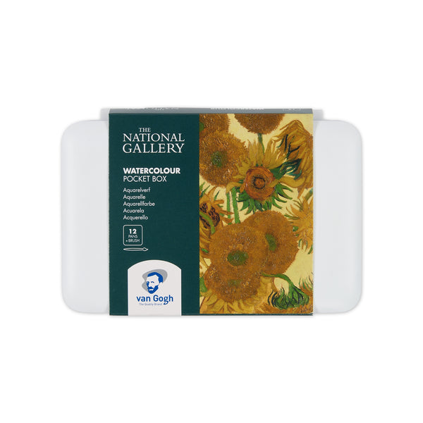 Van Gogh Watercolour Pocket Box Set - National Gallery - 12 Half-Pans + 1 Brush