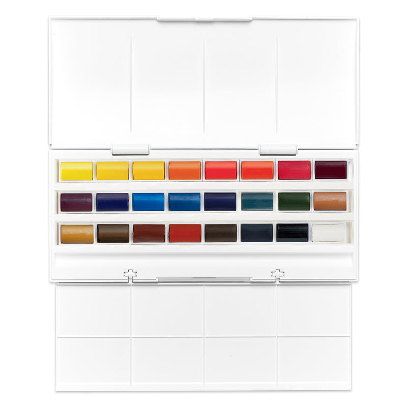 Open set image of the Winsor and Newton Cotman watercolours studio set.